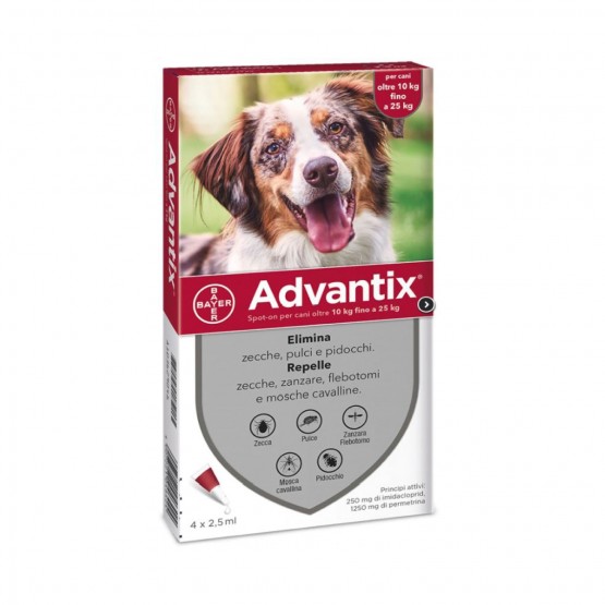 Advantix Spot On Antiparassitario Per Cani 10-25 Kg 4 Pipette