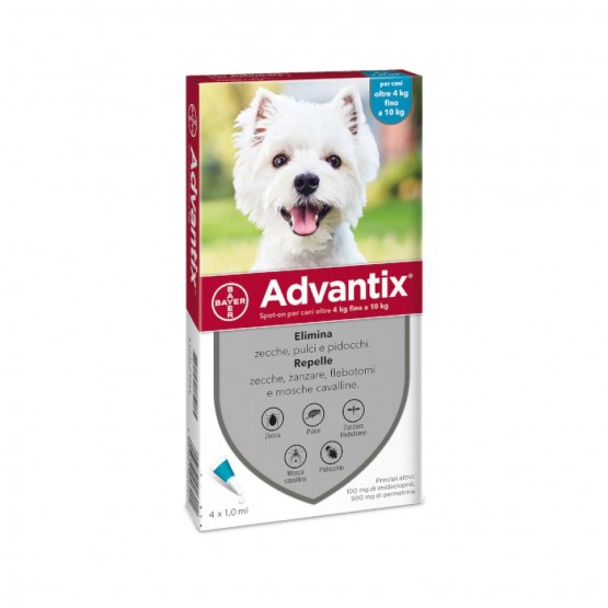Advantix Spot On Antiparassitario Per Cani 4-10 Kg 4 Pipette